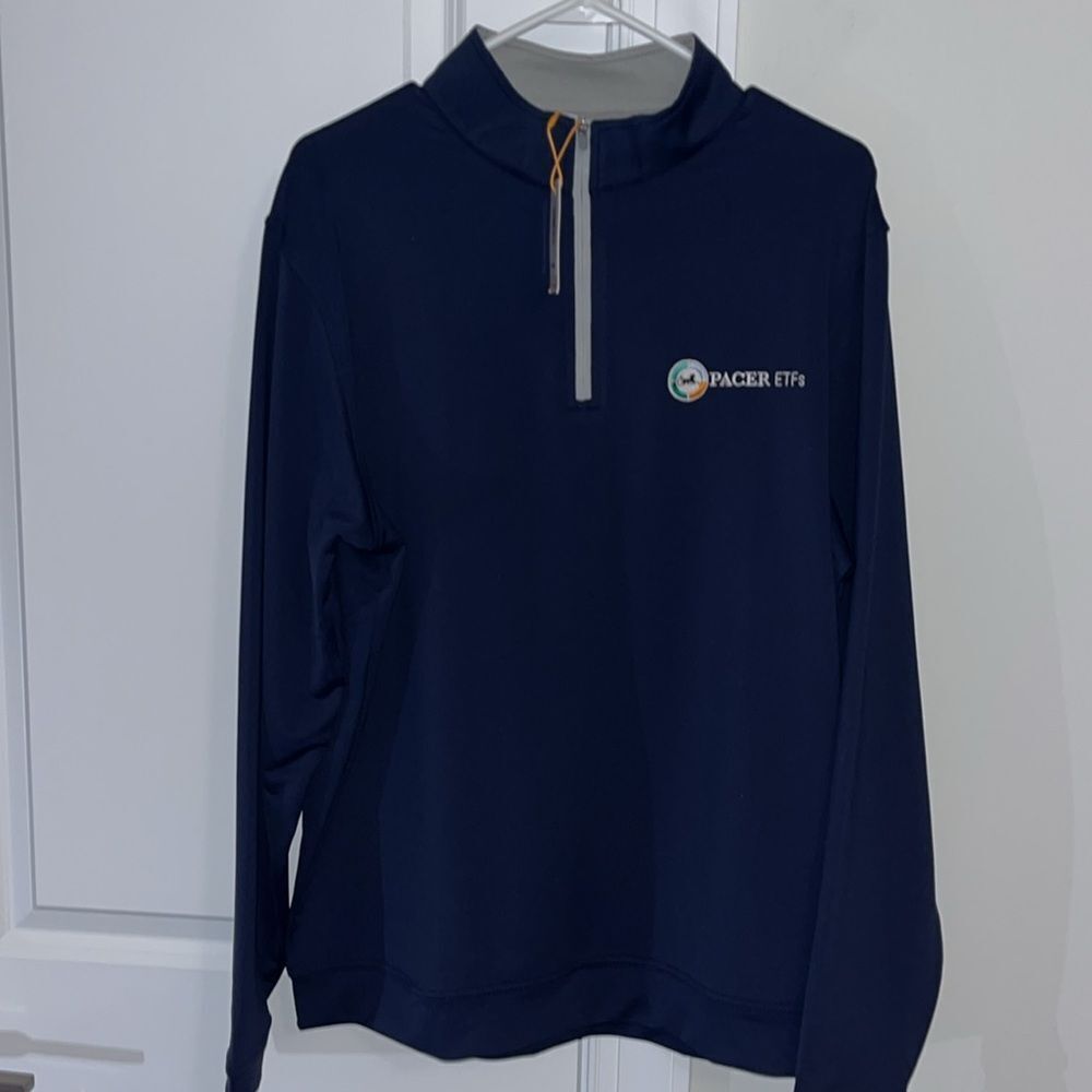 New Peter Millar Crown Sport Polo LS T Neck 1/4 Zip Navy Blue Broker Golf Shirt